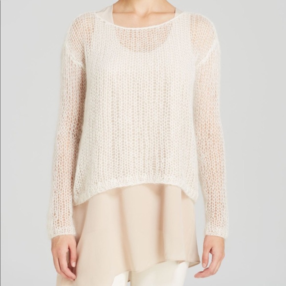 NWT Eileen Fisher Hand Knit Mohair Mesh Sweater